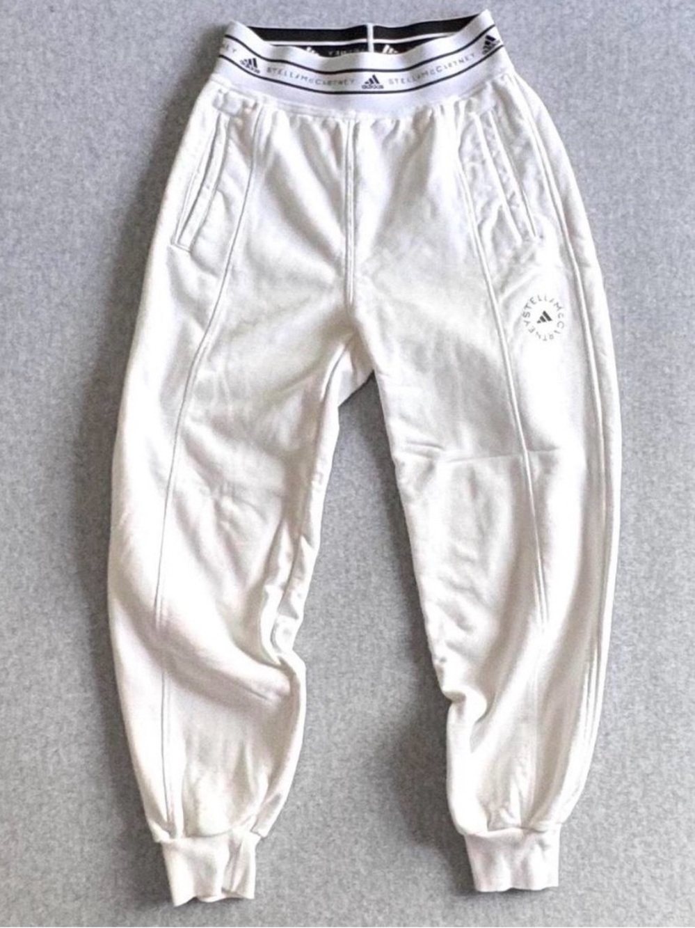 adidas by Stella McCartney White French Terry Logo Sweatpants Joggers